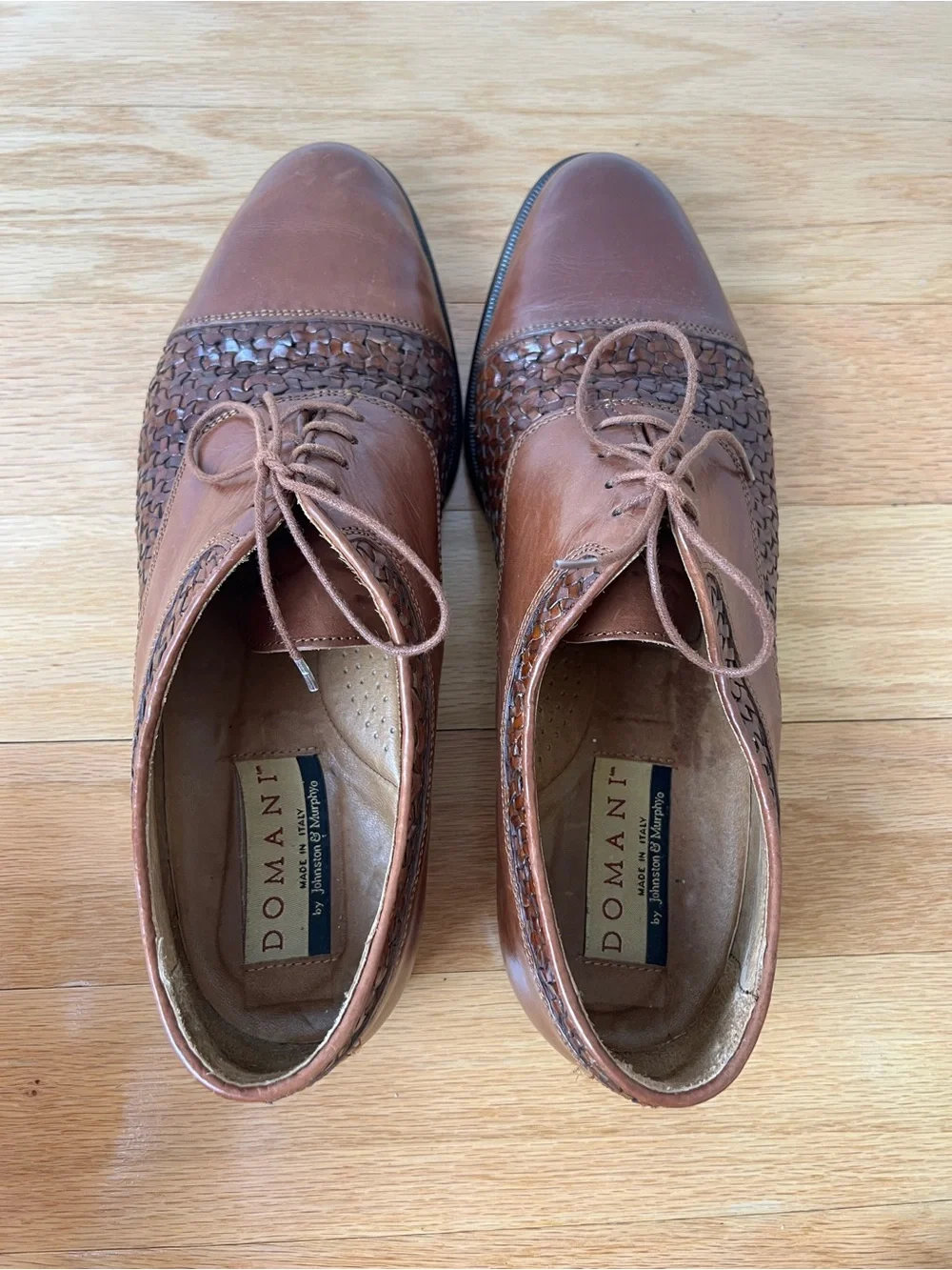VTG Johnston & Murphy Domani Woven Cap Toe Oxfords 9.5 A